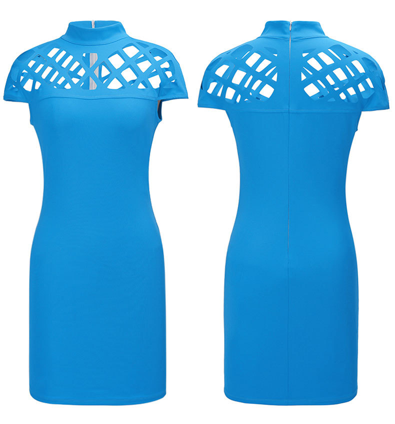 SZ60135-4 Sexy Women Bandage Dress Hollow Out Turtleneck Elegant Summer Dress